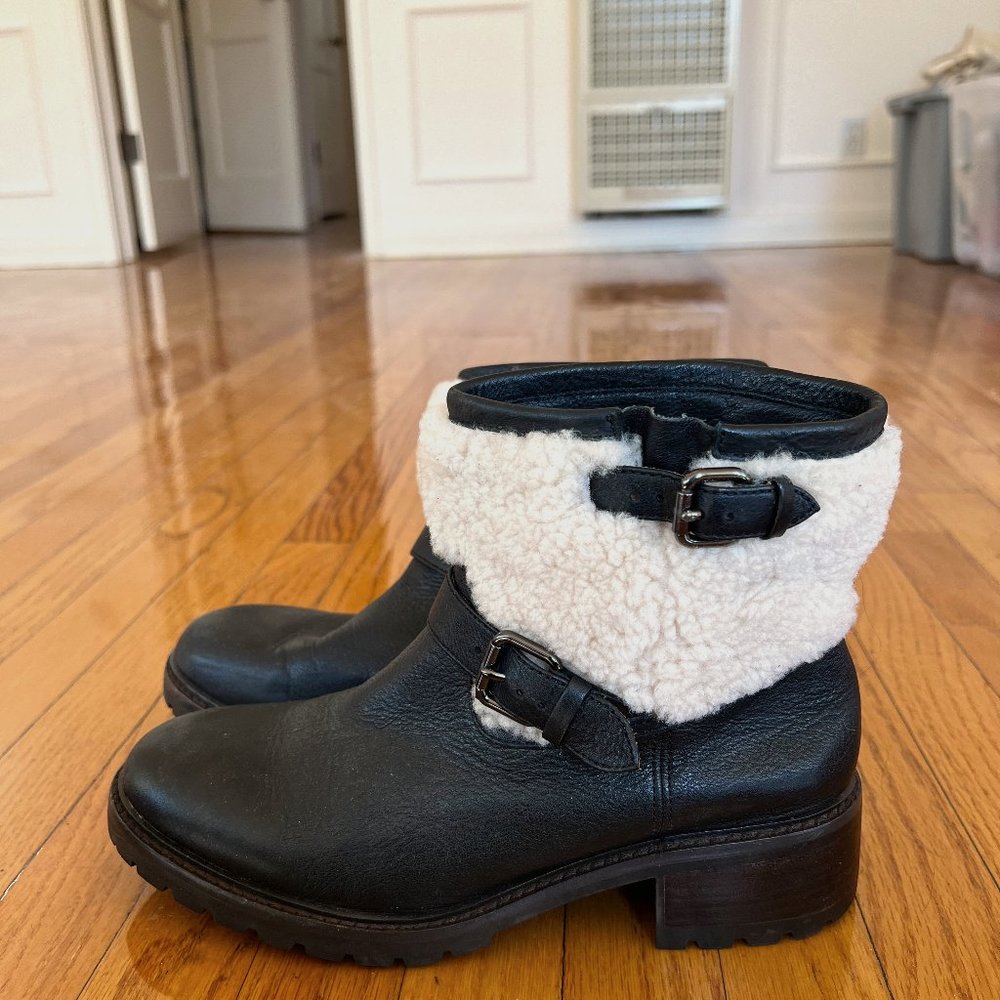 Coach Leather & Shearling Ankle Boot - Size 8
